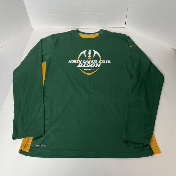 North Dakota State Bison Long Sleeve Shirt, Nike Dri-Fit Green, Medium, Football - Picture 6 of 12